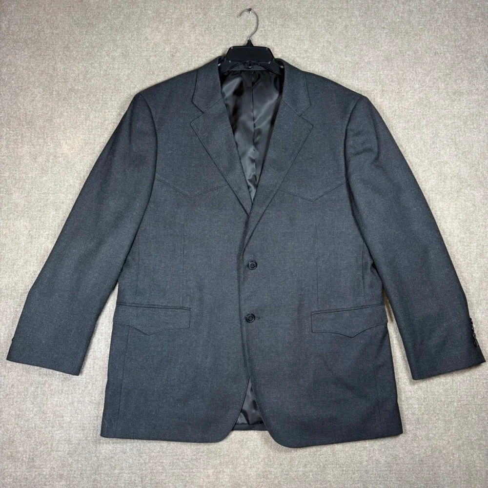 VTG Red Sky Santa Fe-424 Mens Western Blazer Charcoal Gray Cowboy Sport Coat 46R